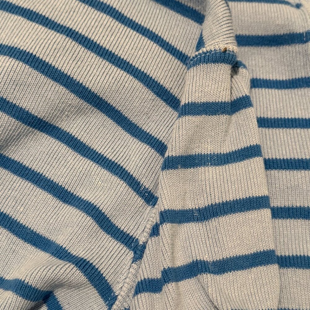 L.L. Bean Vintage 100% Cotton Striped Quarter Zip Pullover Knit Sweater Small - Picture 4 of 10